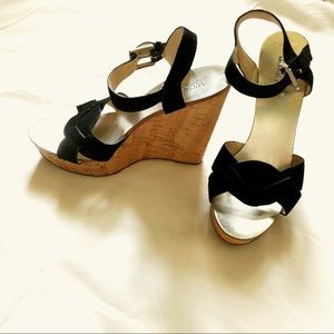 Michael Kors black suede wedge sandals
